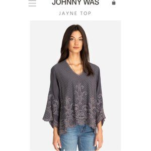 Johnny Was Jayne Top in Dark Grey Graphite Embroidery